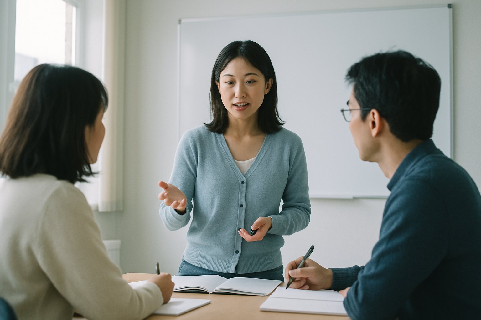 Un conseiller pédagogique discute des besoins de formation avec un apprenant